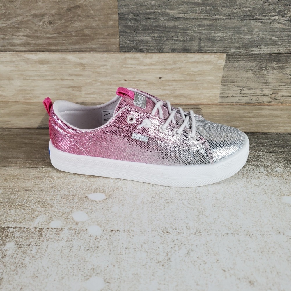 Keds Kara Slip On Kids Shoes Sz 1 Vibrant Pink Silver Glitter Low Top‎ Sneakers